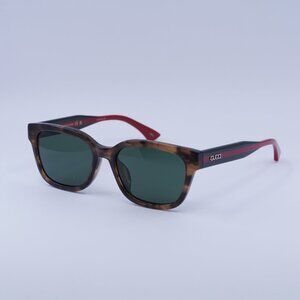Gucci GG1872SK 003 Sunglasses Brown Havana/Green/Red Square Frames, Green Lenses